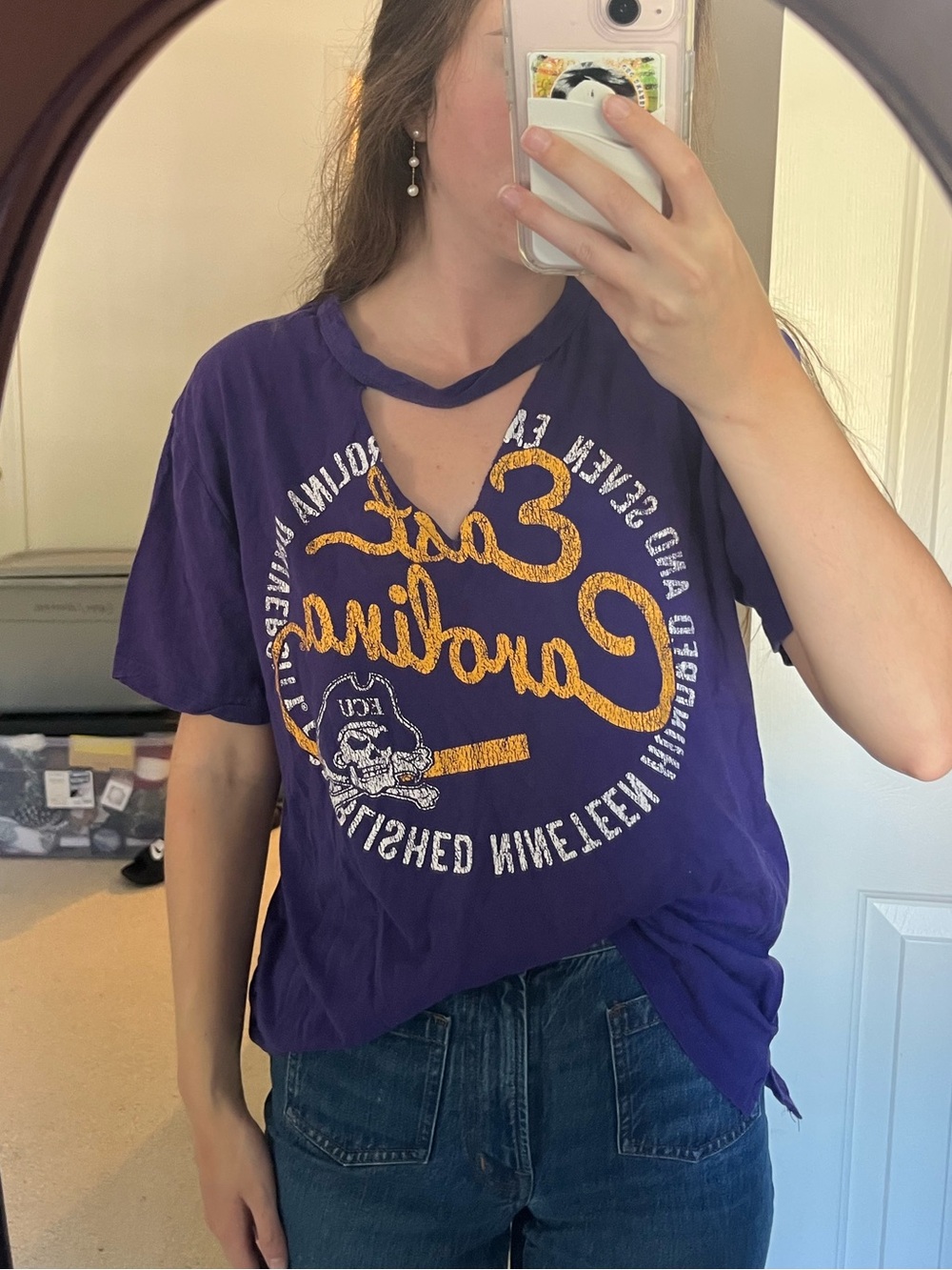 Pressbox Purple East Carolina University Cut Out Graphic Tee